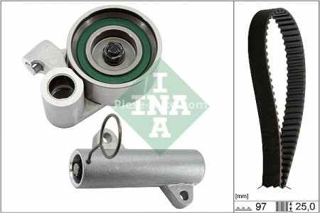 Kit distribuție INA (curea + role) pentru: TOYOTA CAMRY, DYNA, FORTUNER, HIACE / COMMUTER V, HIACE IV, HIACE V, HILUX, HILUX VI, HILUX VII, LAND CRUISER 90 2.5D/3.0/3.0D 02.00-