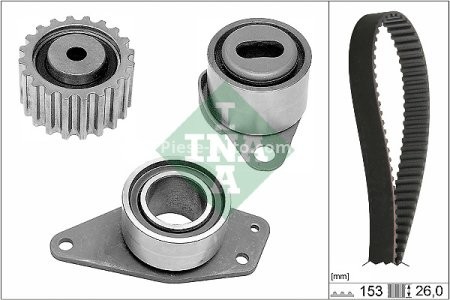 Kit distribuție INA (curea + role) pentru: VOLVO S40 I, V40; RENAULT ESPACE III, LAGUNA I, MEGANE I, MEGANE I CLASSIC, MEGANE I COACH, MEGANE SCENIC, SCENIC I 1.9D 03.97-08.03 3