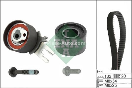 Kit distribuție INA (curea + role) pentru: VOLVO C30, C70 II, S40 II, S60 I, S60 II, S80 I, S80 II, V40, V50, V60 I, V70 II, V70 III, XC60 I, XC70 I, XC70 II 2.0D/2.4D/2.4DH 01.01-07.18 3