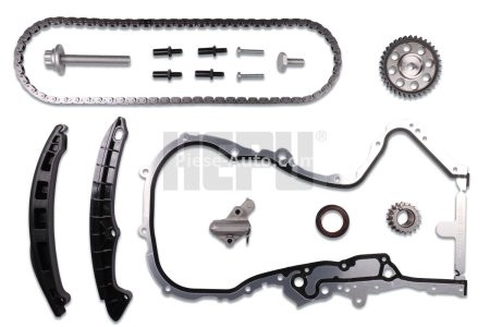 Kit lanț distribuție HEPU (lanț + elmente) pentru: AUDI A1; SEAT IBIZA IV SC; SKODA FABIA II; VW CC B7, EOS, GOLF PLUS V, GOLF V, JETTA III, PASSAT B6, PASSAT B7, POLO V, SCIROCCO III 1.4/1.4ALK/1.4CNG 11.05-