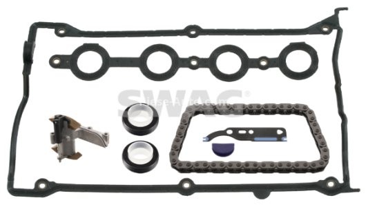 Kit lanț distribuție SWAG (lanț + elemente) pentru: AUDI A4 B5, A6 C4; SEAT LEON, TOLEDO II; SKODA OCTAVIA I; VW GOLF IV, PASSAT B5 1.8 04.95-06.06