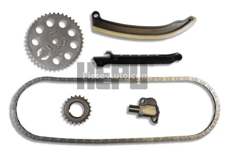 Kit lanț distribuție HEPU (lanț + pinioane) pentru: VOLVO V40; NISSAN PRIMASTAR; OPEL VIVARO A; RENAULT TRAFIC II; SMART CABRIO, CITY-COUPE, CROSSBLADE, FORFOUR, FORTWO, ROADSTER 0.6-1.9D 07.98-
