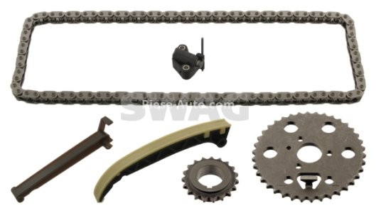 Kit lanț distribuție SWAG Roţi 2x, lanţ, Întinzător, 2 patine pentru SMART Coupe - 0,8 CDI (451.300) 01.07-