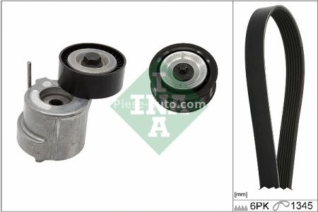 Set curea transmisie INA - cu role , întinzător - pentru: ALFA ROMEO GIULIETTA, GIULIETTA/HATCHBACK; FIAT 500L, 500X, DOBLO, DOBLO CARGO, TIPO; JEEP COMPASS, RENEGADE; SUZUKI SX4 S-CROSS, VITARA 1.6D/2.0D 08.06-