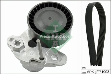 Set curea transmisie INA - cu role , întinzător -pentru: AUDI A1, A1 ALLSTREET, A1 CITY CARVER, A3, A4 B9, A5, Q2, Q3; SEAT ALHAMBRA, ARONA, ATECA, IBIZA IV, IBIZA IV SC, IBIZA IV ST, IBIZA V, LEON 1.0-1.5CNG 04.12-