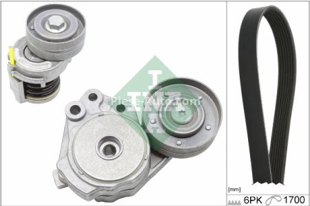 Set curea transmisie INA - cu role , întinzător -pentru: AUDI A1; SEAT ALHAMBRA, IBIZA IV, IBIZA IV SC, IBIZA IV ST; SKODA FABIA II; VW BEETLE, CC B7, EOS, GOLF PLUS V, GOLF V, GOLF VI 1.4/1.4ALK/1.4CNG 11.05-