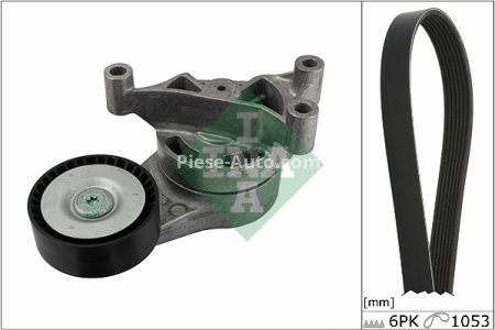 Set curea transmisie INA - cu role , întinzător - pentru: AUDI A1, A3, TT; SEAT ALTEA, ALTEA XL, LEON, TOLEDO III; SKODA OCTAVIA II; VW EOS, GOLF V, GOLF VI, JETTA III, JETTA IV, PASSAT B6, SCIROCCO III 2.0 09.04-12.17