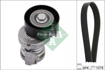 Set curea transmisie INA - cu role , întinzător - pentru: AUDI A2; SEAT CORDOBA, IBIZA III, IBIZA IV, IBIZA IV SC, IBIZA IV ST, LEON, TOLEDO II; SKODA FABIA I, FABIA II, FELICIA I, FELICIA II 1.4/1.4LPG/1.6 08.95-05.15