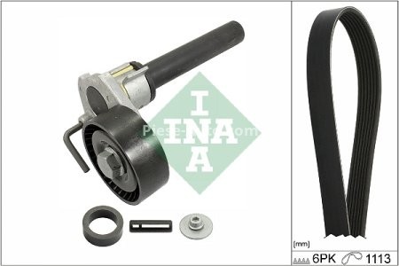 Set curea transmisie INA - cu role , întinzător - pentru: AUDI A3, TT; SEAT ALHAMBRA, ALTEA, ALTEA XL, LEON, TOLEDO III; SKODA OCTAVIA II, SUPERB II, YETI; VW BEETLE, CC B7, EOS, GOLF V, GOLF VI, JETTA III 1.8/2.0 09.04-