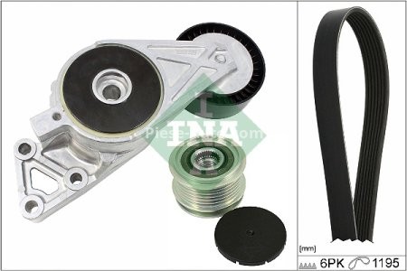Set curea transmisie INA - cu role , întinzător - pentru: AUDI A3, TT; SEAT ALHAMBRA, LEON, TOLEDO II; SKODA OCTAVIA I; VW BORA, BORA I, CADDY III, CADDY III/MINIVAN, GOLF IV, NEW BEETLE, SHARAN 1.4-2.0LPG 09.95-05.15