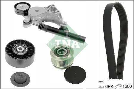 Set curea transmisie INA - cu role , întinzător - pentru: AUDI A3; SEAT INCA, LEON, TOLEDO II; SKODA OCTAVIA I; VW BORA, BORA I, GOLF IV, NEW BEETLE, POLO, POLO III CLASSIC 1.9D 09.96-03.10