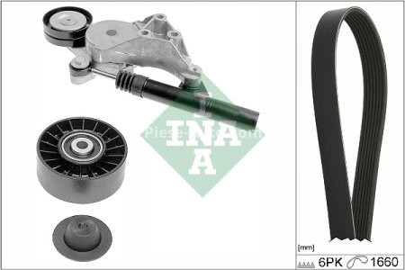 Set curea transmisie INA - cu role , întinzător - pentru: AUDI A3; SEAT INCA, LEON, TOLEDO II; SKODA OCTAVIA I; VW BORA, BORA I, GOLF IV, NEW BEETLE, POLO, POLO III CLASSIC 1.9D 09.96-03.10