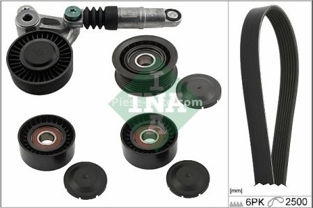 Set curea transmisie INA - cu role , întinzător - pentru: AUDI A4 ALLROAD B8, A4 B8, A5, A6 ALLROAD C6, A6 C6, Q5; VW PHAETON 2.7D/3.0D 05.04-05.17