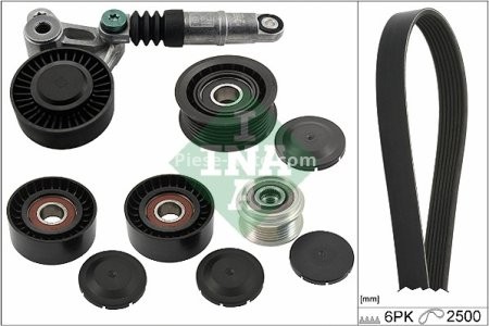 Set curea transmisie INA - cu role , întinzător - pentru: AUDI A4 ALLROAD B8, A4 B8, A5, A6 ALLROAD C6, A6 C6, Q5; VW PHAETON 2.7D/3.0D 05.04-05.17