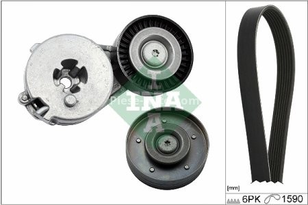 Set curea transmisie INA - cu role , întinzător - pentru: AUDI A4 ALLROAD B8, A4 B8, A5, Q5; SEAT EXEO, EXEO ST 1.8/2.0/2.0ALK 10.07-05.17