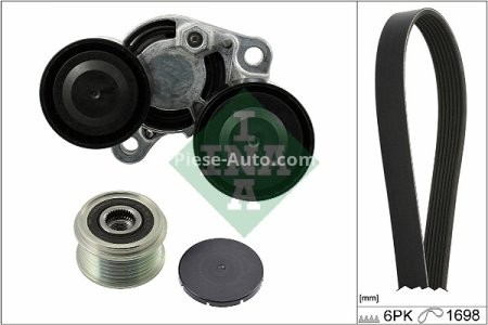 Set curea transmisie INA - cu role , întinzător - pentru: BMW 1 (F20), 1 (F21), 2 (F22, F87), 3 (E90), 3 (E91), 3 (E92), 3 (E93), 3 (F30, F80), 3 (F31), 3 GRAN TURISMO (F34), 4 (F32, F82), 4 (F33, F83) 1.6D/2.0D 12.04-