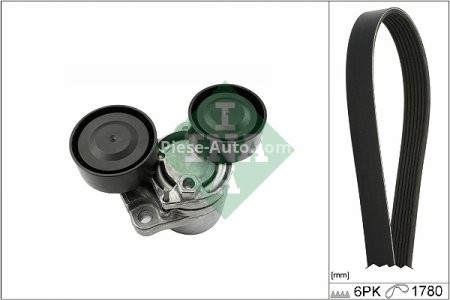 Set curea transmisie INA - cu role , întinzător - pentru: BMW 3 (E90), 3 (E91), 3 (E92), 3 (E93), X1 (E84) 2.0D 12.04-06.15