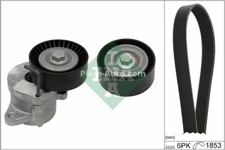 Set curea transmisie INA - cu role , întinzător - pentru: CHEVROLET MALIBU; OPEL INSIGNIA A, INSIGNIA A COUNTRY 2.0D 07.08-
