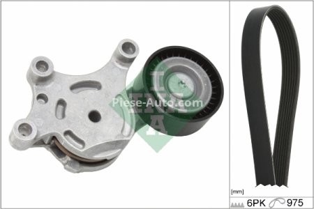 Set curea transmisie INA - cu role , întinzător -pentru: DS DS 3; VOLVO V50; CITROEN BERLINGO, BERLINGO MULTISPACE, BERLINGO/MINIVAN, C2, C2 ENTERPRISE, C3 I, C3 II, C3 PICASSO, C3 PLURIEL, C4 1.4D/1.5D/1.6D 10.01-