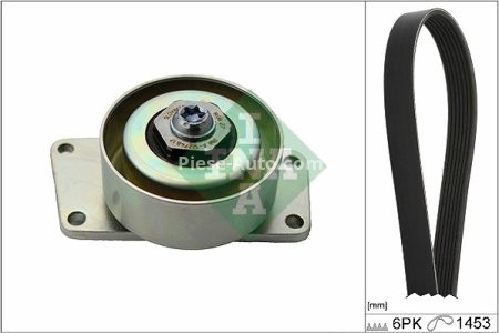 Set curea transmisie INA - cu role , întinzător - pentru: CITROEN BERLINGO, BERLINGO/MINIVAN, XSARA, XSARA PICASSO; PEUGEOT 206, 206+, PARTNER, PARTNER ORIGIN, PARTNER ORIGIN/MINIVAN, PARTNER/MINIVAN 1.1-1.6LPG 06.96-