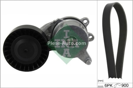 Set curea transmisie INA - cu role , întinzător - pentru: CITROEN C1 II; PEUGEOT 108; TOYOTA AYGO, AYGO X, AYGO/HATCHBACK, IQ, YARIS, YARIS / VIOS, YARIS/HATCHBACK 1.0/1.0LPG 07.05-