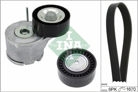Set curea transmisie INA - cu role , întinzător - pentru: CITROEN NEMO, NEMO/MINIVAN; FIAT DOBLO, DOBLO CARGO, FIORINO/MINIVAN, QUBO, STRADA; OPEL COMBO TOUR, COMBO/MINIVAN; PEUGEOT BIPPER, BIPPER TEPEE 1.3D 07.09-