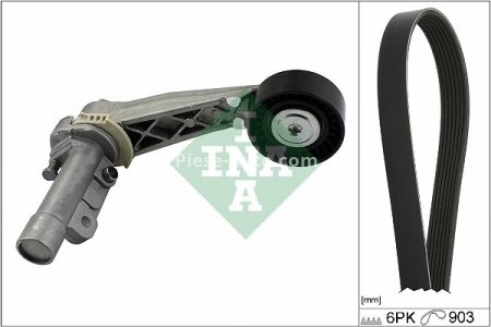 Set curea transmisie INA - cu role , întinzător - pentru: DS DS 4; CITROEN BERLINGO MULTISPACE, BERLINGO/MINIVAN, C3 II, C3 PICASSO, C4, C4 GRAND PICASSO I, C4 GRAND PICASSO II, C4 I, C4 II, C4 PICASSO I 1.4-1.6LPG 02.06-