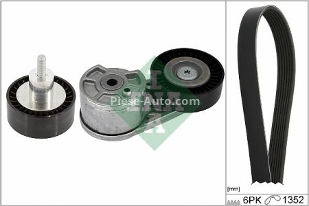 Set curea transmisie INA - cu role , întinzător -pentru: FORD TOURNEO CUSTOM V362, TRANSIT CUSTOM V362, TRANSIT V363 2.0D 12.15-