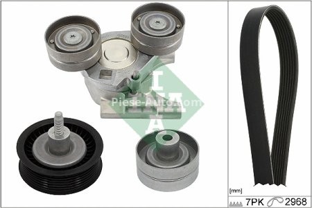 Set curea transmisie INA - cu role , întinzător - pentru: FORD TRANSIT, TRANSIT V363 2.2D 09.11-