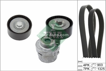 Set curea transmisie INA - cu role , întinzător - pentru: IVECO DAILY III, DAILY IV, DAILY V, DAILY VI 2.3D 09.02-