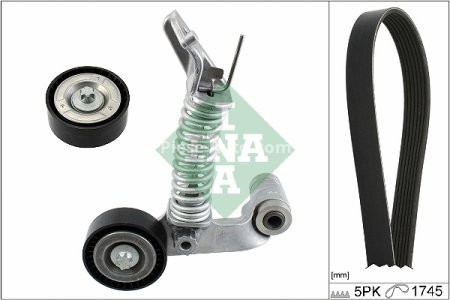 Set curea transmisie INA - cu role , întinzător -pentru: MERCEDES A (W176), B SPORTS TOURER (W246, W242), CLA (C117), CLA SHOOTING BRAKE (X117), GLA (X156); INFINITI Q30, Q50, Q70, QX30 1.8D/2.2D 11.11-