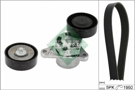 Set curea transmisie INA - cu role , întinzător - pentru: MERCEDES A (V177), A (W177), B SPORTS TOURER (W247), C (A205), C (C205), C T-MODEL (S205), C (W205), CLA (C118), CLA SHOOTING BRAKE (X118) 1.6D/2.0D 01.16-