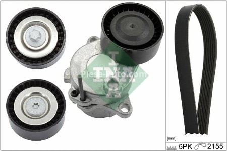 Set curea transmisie INA - cu role , întinzător - pentru: MERCEDES C (C204), C T-MODEL (S204), C (W204), E (A207), E (C207), GLE (W166), GLK (X204), M (W166) 2.2D 08.08-