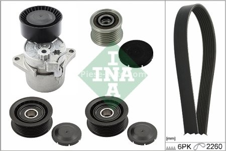 Set curea transmisie INA - cu role , întinzător - pentru: MERCEDES C T-MODEL (S203), C (W203), CLK (C209) 2.1D/2.2D/2.7D 05.00-05.09