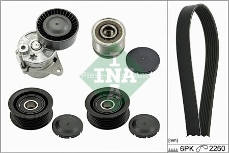 Set curea transmisie INA - cu role , întinzător - pentru: MERCEDES SPRINTER 3,5-T (B906), SPRINTER 3-T (B906), SPRINTER 5-T (B906), VIANO (W639), VITO / MIXTO (W639), VITO (W639) 2.0D/2.1D/2.2D 09.03-