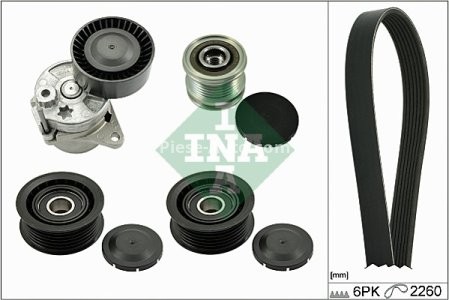 Set curea transmisie INA - cu role , întinzător - pentru: MERCEDES SPRINTER 3,5-T (B906), SPRINTER 3-T (B906), SPRINTER 5-T (B906), VIANO (W639), VITO / MIXTO (W639), VITO (W639) 2.0D/2.1D/2.2D 09.03-