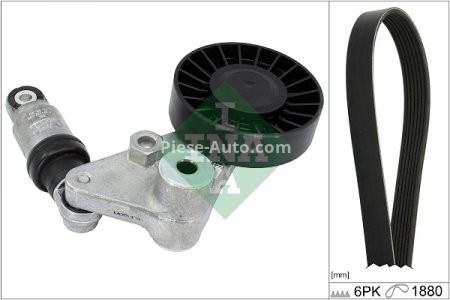 Set curea transmisie INA - cu role , întinzător - pentru: OPEL SIGNUM, VECTRA C, VECTRA C GTS; SAAB 9-3, 9-5 2.0D/2.2D 02.98-02.15