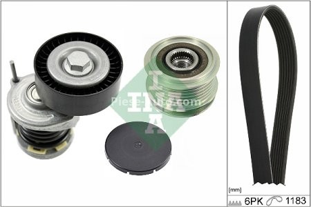Set curea transmisie INA - cu role , întinzător - pentru: SEAT CORDOBA, IBIZA III, IBIZA IV, IBIZA IV SC; SKODA FABIA I, FABIA I PRAKTIK, FABIA II, ROOMSTER, ROOMSTER PRAKTIK; VW POLO 1.4D/1.9D 01.00-06.10