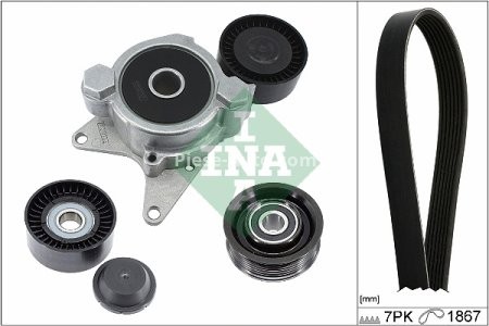 Set curea transmisie INA - cu role , întinzător - pentru: LEXUS IS II; TOYOTA AURIS, AVENSIS, COROLLA, RAV 4 III, RAV 4 IV, VERSO 2.0D/2.2D 08.05-