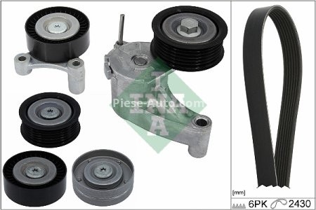 Set curea transmisie INA - cu role , întinzător -pentru: VOLVO S60 II, S60 III, S90 II, V60 I, V60 II, V90 II, XC60 I, XC60 II, XC90 II 2.0/2.0H 09.13- 1