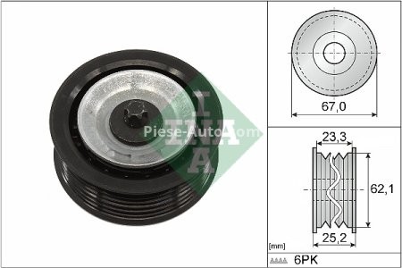 Rolă ghidare curea accesorii INA pentru : ALFA ROMEO GIULIA, GIULIETTA, GIULIETTA/HATCHBACK, MITO, STELVIO; FIAT 500L, 500X, BRAVO II, DUCATO, TIPO; JEEP CHEROKEE, RENEGADE; LANCIA DELTA III 1.6D-2.2D 09.07-