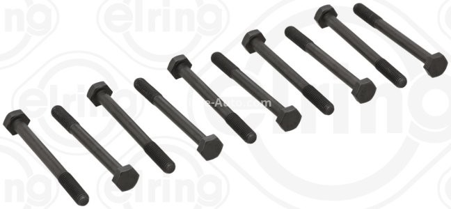Set șuruburi / prezoane chiulasă - ELRING - pentru:  DACIA NOVA; RENAULT CLIO I, FUEGO, RAPID, RODEO, TWINGO I, 4, 5, 8, 9, 10, 11, 12, 18, 19 I, II, 21, TRAFIC; VOLVO 66, 340-360 1.0-1.4 08.70-09.98