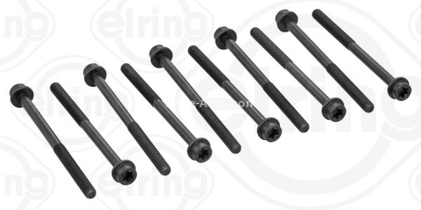 Set șuruburi / prezoane chiulasă - ELRING - pentru:  FORD FOCUS/C-MAX, FIESTA V, GALAXY, MAVERICK, MONDEO III, IV, S-MAX, TRANSIT; MAZDA 3, 5, 6, MX-5 III; VOLVO C30, S40 II, S80 II, V50, V70 III 1.6-2.3 11.00-