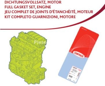 Set garnituri motor pentru: RENAULT CLIO II, CLIO II/HATCHBACK, KANGOO, KANGOO EXPRESS, MEGANE I, MEGANE I CLASSIC, MEGANE SCENIC, RAPID/MINIVAN, SCENIC I, THALIA I, TRAFIC 1.9D 09.94-