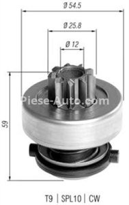 Bendix electromotor  pentru: AUDI 80 B3, 80 B4, A4 B5, A4 B6, A6 C4, A6 C5 1.6D/1.9D 02.87-01.05