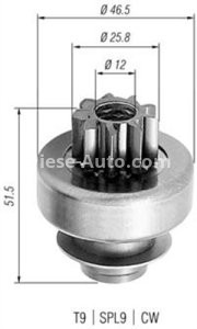 Bendix electromotor  pentru: CITROEN AX, BERLINGO/MINIVAN, BX, C3 I, C4 I; PEUGEOT 205 I, 206, 305 II, 405 I, 605 1.1-2.0 10.82-