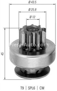 Bendix electromotor  pentru: DAEWOO ESPERO, KALOS, LACETTI, LANOS, NEXIA, NUBIRA 1.4-2.0 02.95-