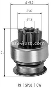 Bendix electromotor  pentru: FORD ECONOVAN; HYUNDAI ACCENT, ACCENT I, ACCENT II, COUPE I, ELANTRA III, GETZ, LANTRA I, LANTRA II, PONY, PONY / EXCEL, S, SANTA FÉ I 1.1-2.6 01.70-