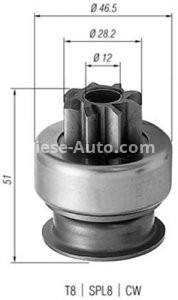 Bendix electromotor  pentru: HYUNDAI ACCENT, GALLOPER I, H-1, H-1 / STAREX, H100, LANTRA I, SONATA II, SONATA III, SONATA IV, TERRACAN; KIA SORENTO I 1.3-3.5 01.83-