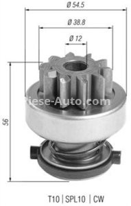 Bendix electromotor  pentru: TOYOTA AVENSIS VERSO, CARINA E VI, COROLLA, COROLLA VERSO, PICNIC, PREVIA II, RAV 4 II 2.0D/2.2D 04.92-02.07